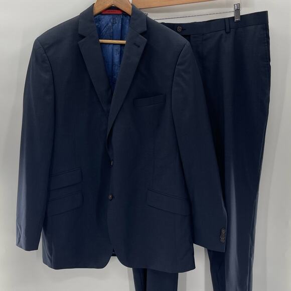 Ted Baker Wool “No Ordinary Joe” 2Pc. Suit Set Navy Blue 46 Long Waist 40 - Picture 10 of 16